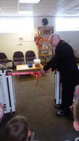 Cutting the ribbon